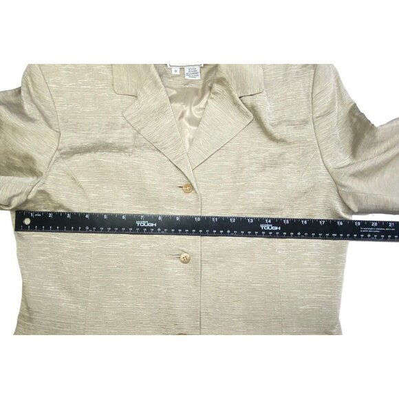 Vtg NORA NOH Women Button Front Silk Linen Blazer Sz 8 Brown Quite Luxury Preppy - Picture 6 of 14